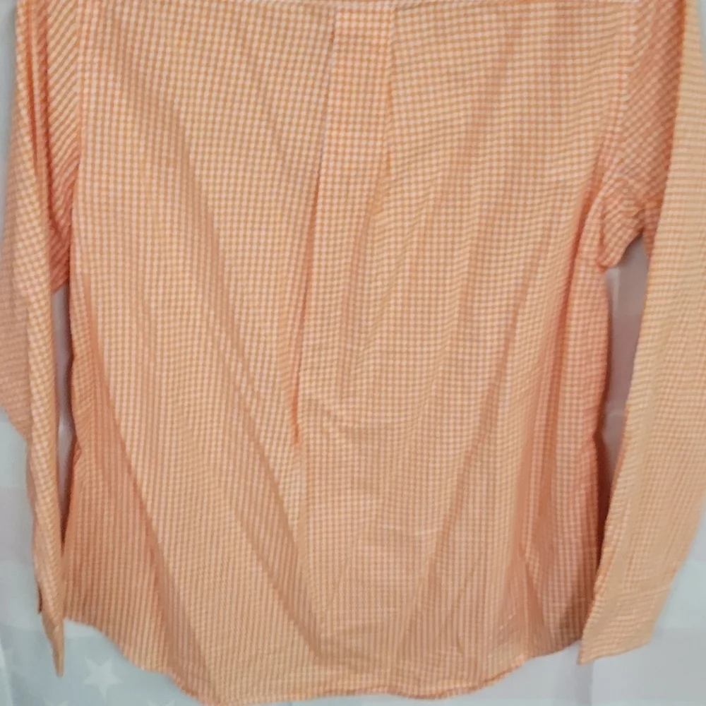 Ralph Lauren L (14-16) Orange Checked Button Up Long Sleeve
